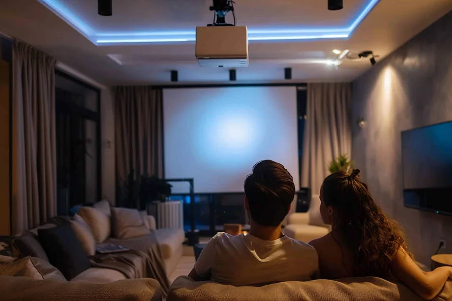 projector tv in living room